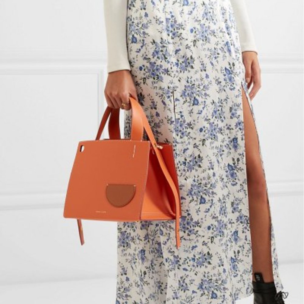 DANSE LENTE Margot Leather Tote Bag Sunset Orange
